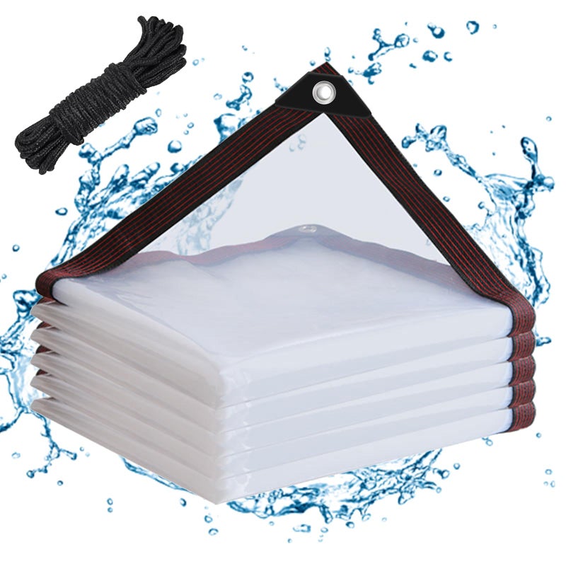Welacymet Clear Tarps Waterproof 7X12 with Grommets Clear Vinyl Tarp Heavy Duty Outdoor Plastic PVC Tarp Covering for Patio Henhouse Porch Canopy Plant Camping - Image 1