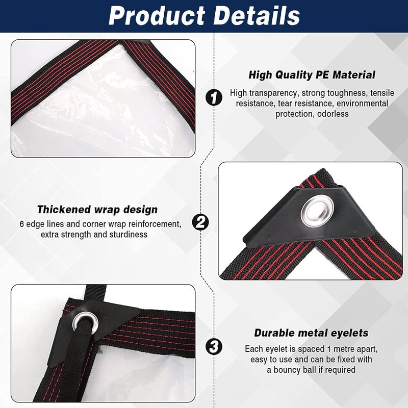 Welacymet Clear Tarps Waterproof 7X12 with Grommets Clear Vinyl Tarp Heavy Duty Outdoor Plastic PVC Tarp Covering for Patio Henhouse Porch Canopy Plant Camping - Image 3