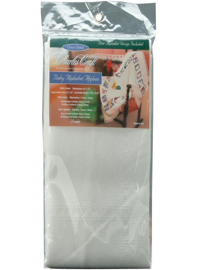 DMC Charles Craft Baby Alphabet Afghan 18 Count 41"X45", White