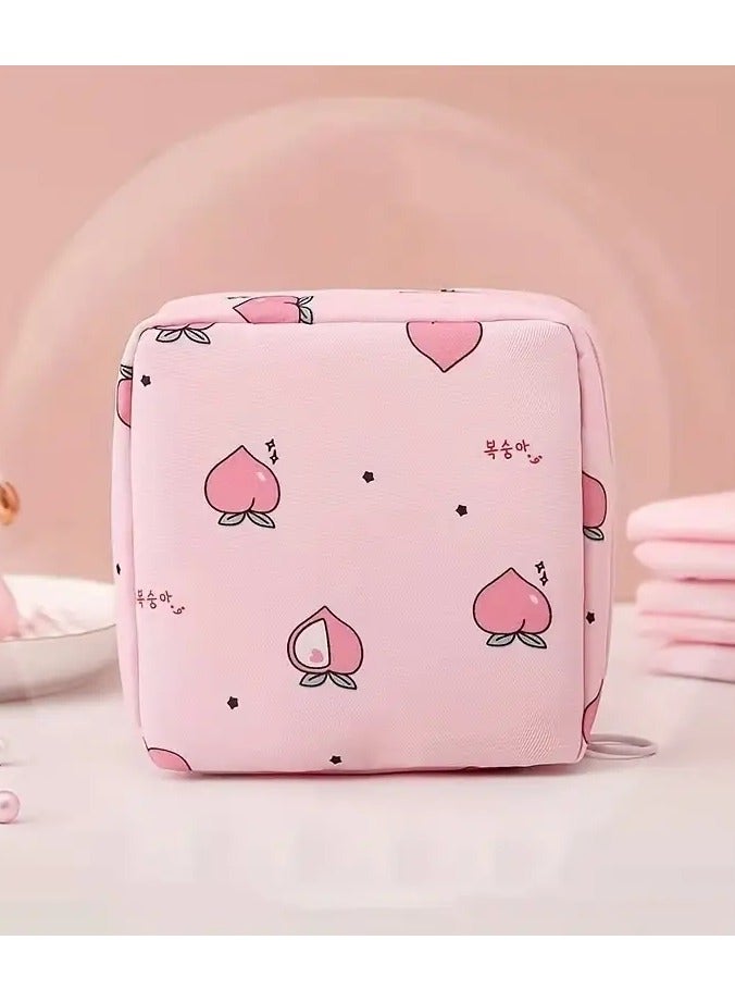 ORiTi Portable Storage Bag for Sanitary Naokin Pads Cartoon Waterproof Sanitary Napkim Storage Bag Girls Physiological Period Tampon Organizer Bag Mini Bag - WHITE - Image 1