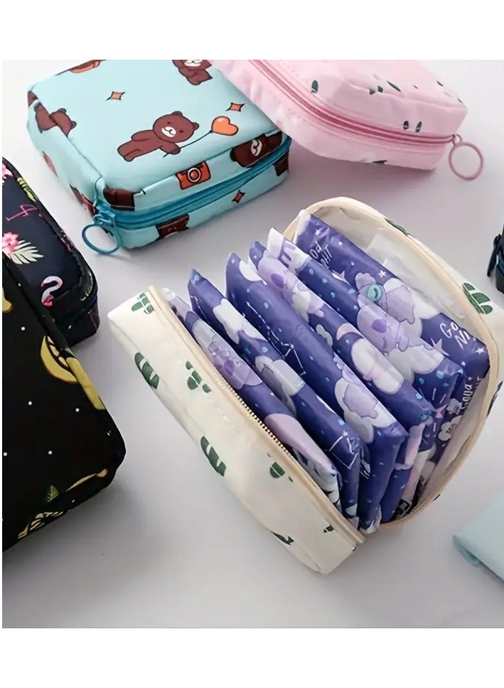 ORiTi Portable Storage Bag for Sanitary Naokin Pads Cartoon Waterproof Sanitary Napkim Storage Bag Girls Physiological Period Tampon Organizer Bag Mini Bag - WHITE - Image 4