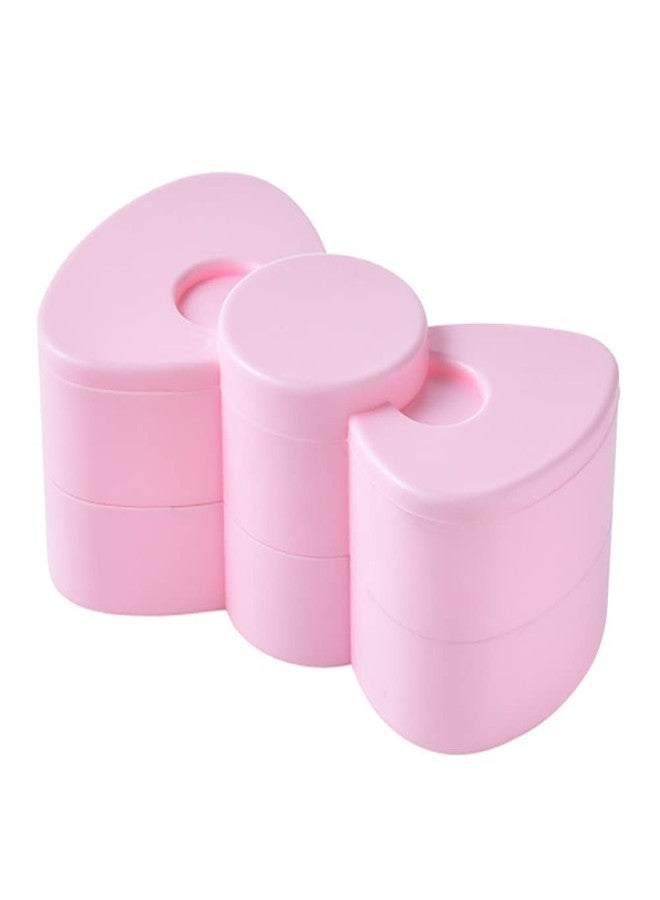 لوزين علبة تنظيم مجوهرات صغيرة بلاستيكية ذات طبقتين، على شكل فيونكة، قابلة للدوران، مثالية للسفر، لحفظ المجوهرات، حاملة، صينية مجوهرات مع غطاء، مناسبة للأقراط والخواتم والأساور وأزرار الأكمام وربطات الشعر والدبابيس وغيرها من المجوهرات الصغيرة - Image 1