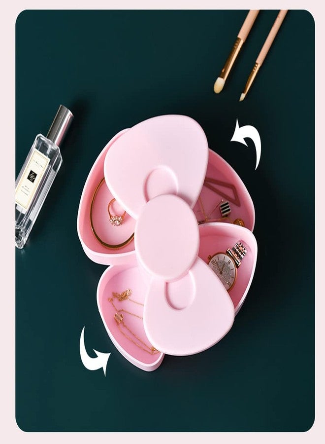 لوزين علبة تنظيم مجوهرات صغيرة بلاستيكية ذات طبقتين، على شكل فيونكة، قابلة للدوران، مثالية للسفر، لحفظ المجوهرات، حاملة، صينية مجوهرات مع غطاء، مناسبة للأقراط والخواتم والأساور وأزرار الأكمام وربطات الشعر والدبابيس وغيرها من المجوهرات الصغيرة - Image 5