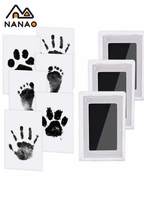 2 Uses Newborn Baby Handprint or Footprint Kit with Included Safe Clean-Touch Ink Pad Footprint Photo (black)