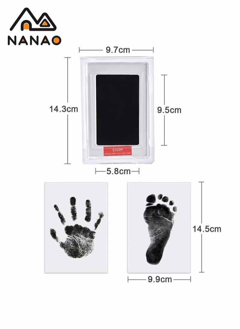 NANAO - 2 Uses Newborn Baby Handprint or Footprint Kit with Included Safe Clean-Touch Ink Pad Footprint Photo (black) - Image 1