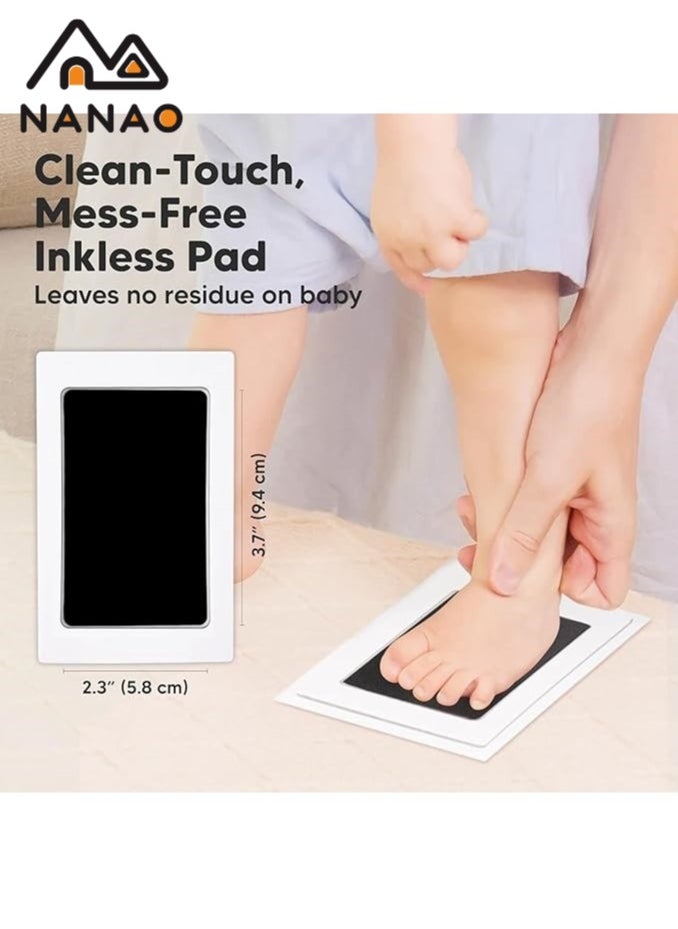 NANAO 2 Uses Newborn Baby Handprint or Footprint Kit with Included Safe Clean-Touch Ink Pad Footprint Photo (black)  - Image 5