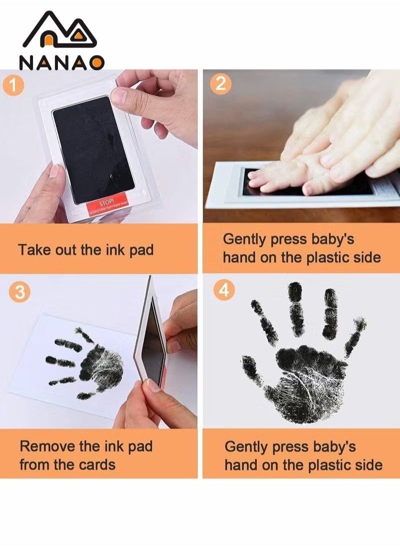 NANAO 2 Uses Newborn Baby Handprint or Footprint Kit with Included Safe Clean-Touch Ink Pad Footprint Photo (black)  - Image 3
