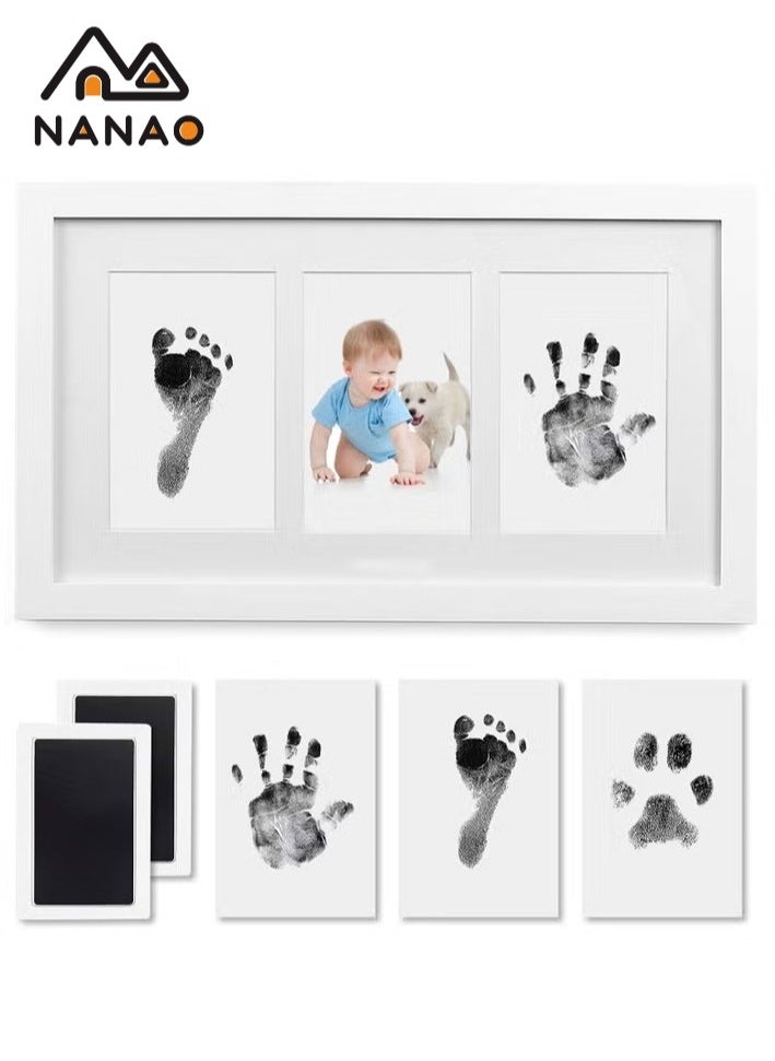 NANAO - 2 Uses Newborn Baby Handprint or Footprint Kit with Included Safe Clean-Touch Ink Pad Footprint Photo (black) - Image 1