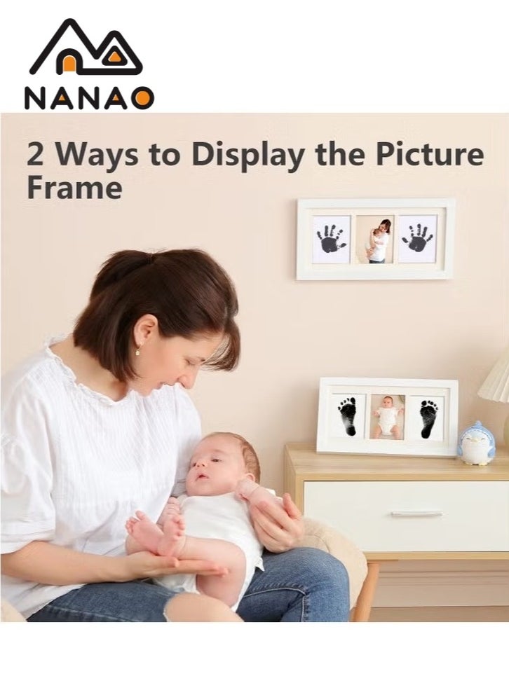 NANAO - 2 Uses Newborn Baby Handprint or Footprint Kit with Included Safe Clean-Touch Ink Pad Footprint Photo (black) - Image 1