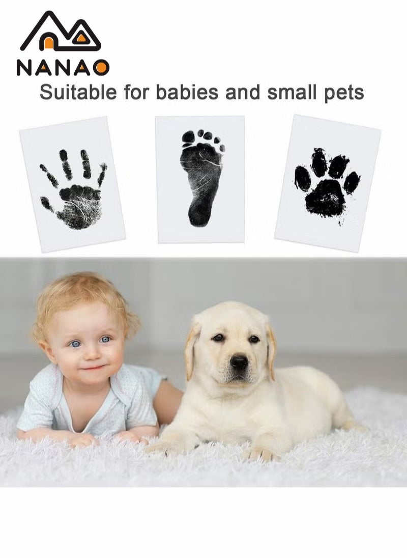 NANAO - 2 Uses Newborn Baby Handprint or Footprint Kit with Included Safe Clean-Touch Ink Pad Footprint Photo (black) - Image 1