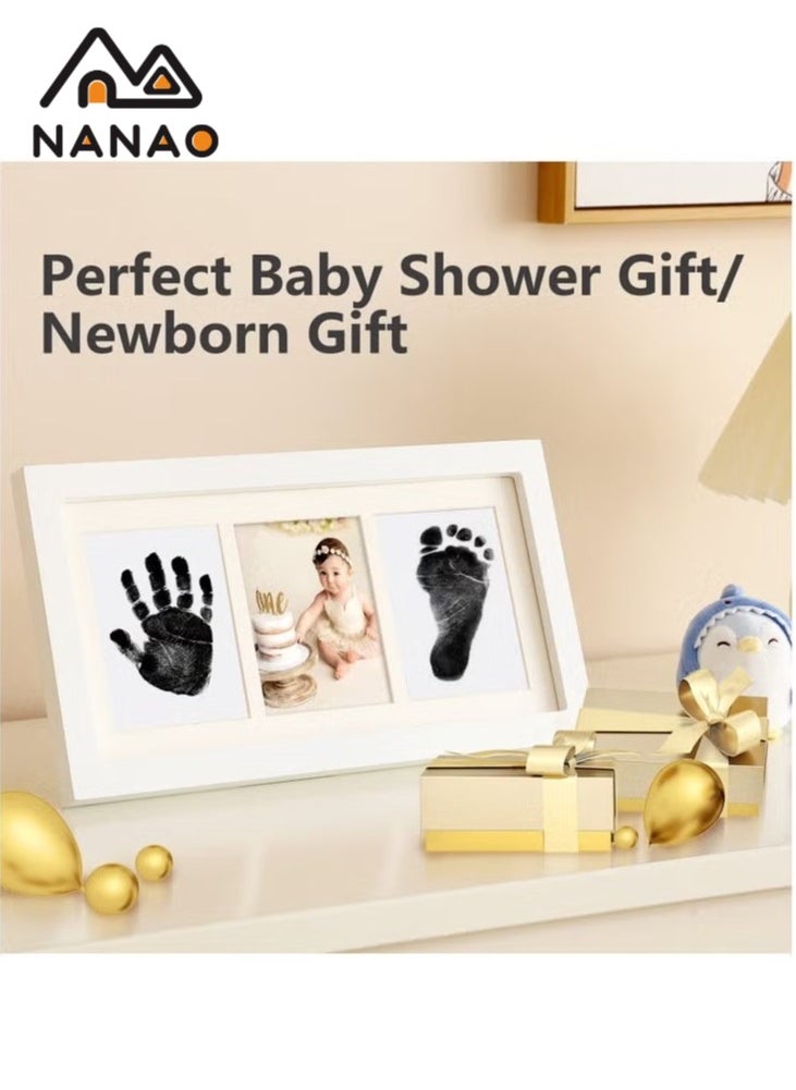 NANAO 2 Uses Newborn Baby Handprint or Footprint Kit with Included Safe Clean-Touch Ink Pad Footprint Photo (black)  - Image 2