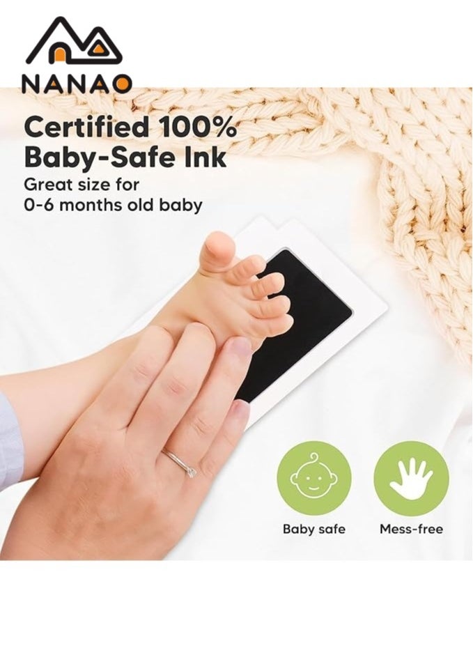 NANAO - 2 Uses Newborn Baby Handprint or Footprint Kit with Included Safe Clean-Touch Ink Pad Footprint Photo (black) - Image 1