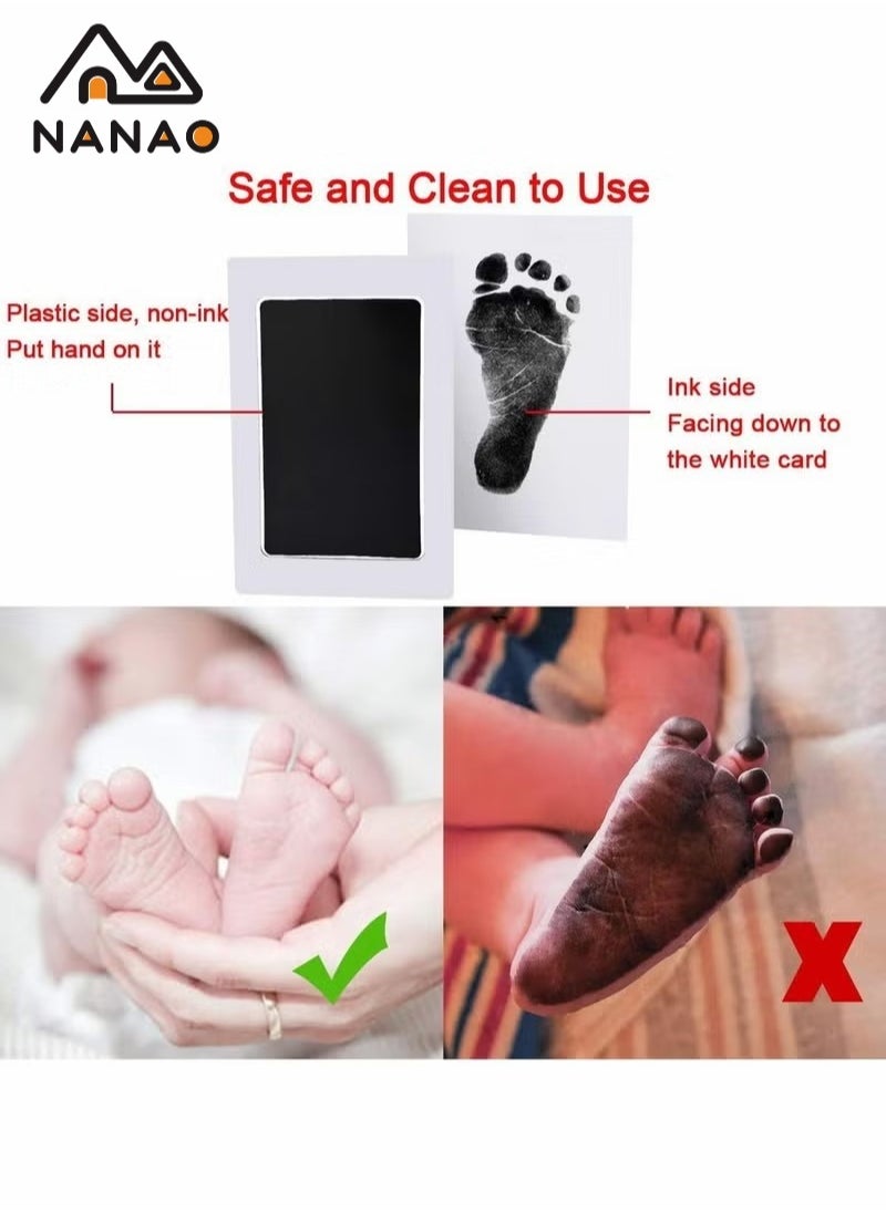 NANAO - 2 Uses Newborn Baby Handprint or Footprint Kit with Included Safe Clean-Touch Ink Pad Footprint Photo (black) - Image 1