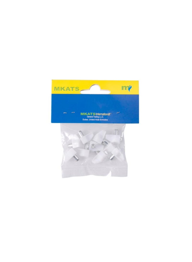 MKATS Shelf Holder Pin Pack Of 10 White