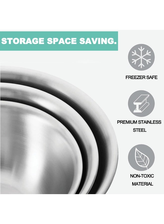 KINGMAZI Stainless Steel Mixing Bowls (Set of 5) Stainless Steel Mixing Bowl Set - Image 3