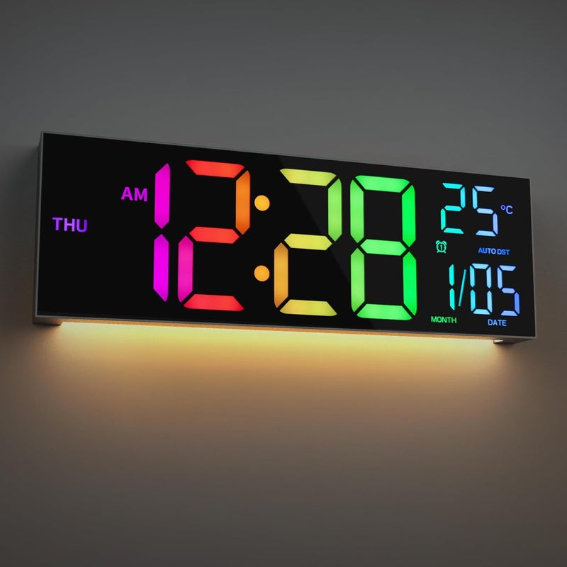 Maxstar Large Digital Wall Clock 16.2 inch Display, with RGB Color,Temperature,Remote Control,4 Level Brightness Dimmer,Night Light,2 Alarm,12/24H,DST Perfect for Home/Office/Garage/Gym/School - Image 2