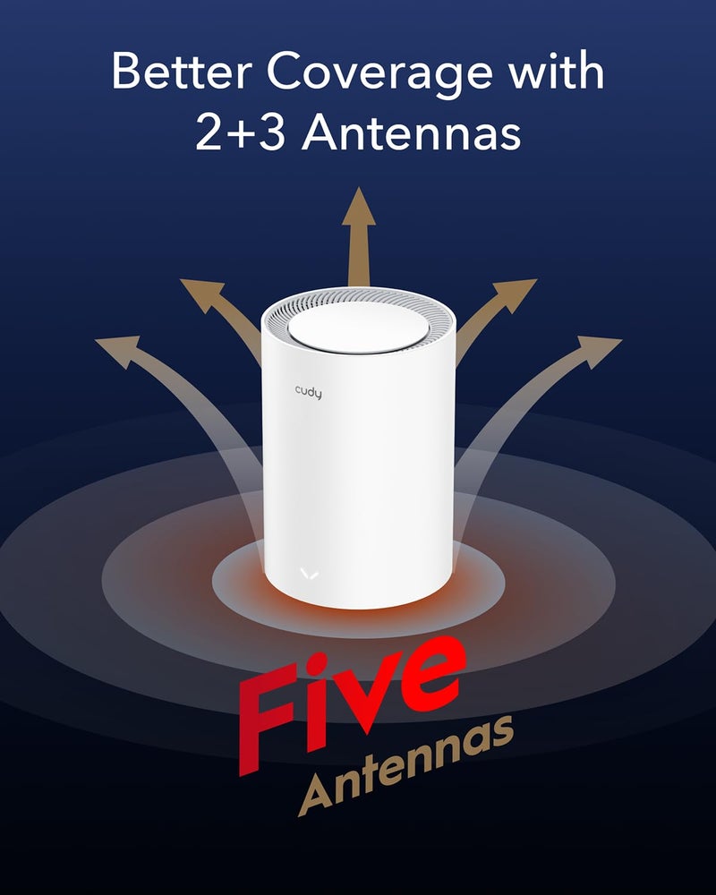 Cudy AX3000 Wi-Fi 6 2.5G Mesh System, Covers up to 2100 Sq.Ft, Replaces Wireless Router and Extender, Supports Ethernet Backhaul, Ideal for 2.5G Network, M3000 2-Pack - Image 4