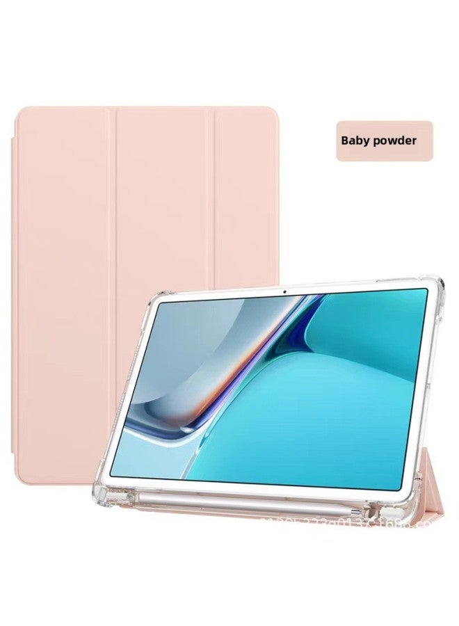 جراب واقٍ من الجلد العالمي المسطح بفتحة شفافة من مادة TPU مناسب لجهاز Huawei MatePad 11.5S مقاس 11.5 بوصة