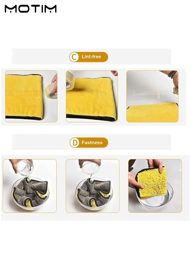 Motim 3 Pcs Absorbent Cleaning Drying Car Care Wash Towel Cleaning Cloth And 4 Pcs Auto Car Wheel Tire Waxing Polishing Compound Cleaning Pad Brush Tire Foam for Tire Detailing - Image 2