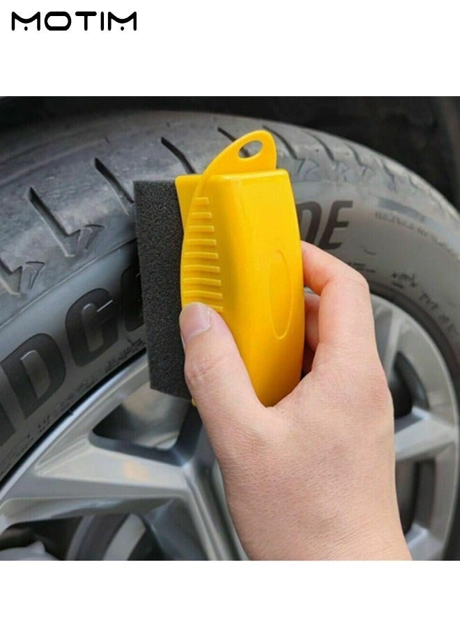 Motim 3 Pcs Absorbent Cleaning Drying Car Care Wash Towel Cleaning Cloth And 4 Pcs Auto Car Wheel Tire Waxing Polishing Compound Cleaning Pad Brush Tire Foam for Tire Detailing - Image 5