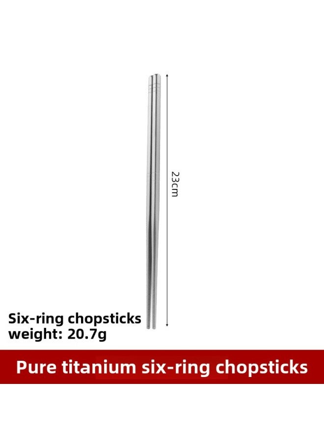 Ultra-Lightweight Pure Titanium Outdoor Dining Set Camping Spoon Fork Chopsticks Kit Picnic Travel Hiking Portable Cutlery Set-Specifications:six-ring Chopsticks - Image 1