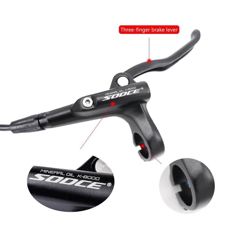 Cyclon MTB Hydraulic Disc Brakes Set, Black/Red Aluminum Alloy Hydraulic Brakes for Mountain Bike Left Front 1000mm Right Rear 1700mm Hydraulic Bicycle Brakes with is/PM Adapter Fit 160mm Rotor - Image 3