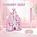 JOARHONAL Princess Castle Piata Watercolor Pink Castle Piata with Bat and Blindfold for Girls Kids Princess Themed Birthday Party Game Decorations 167x118x3 - Image 2