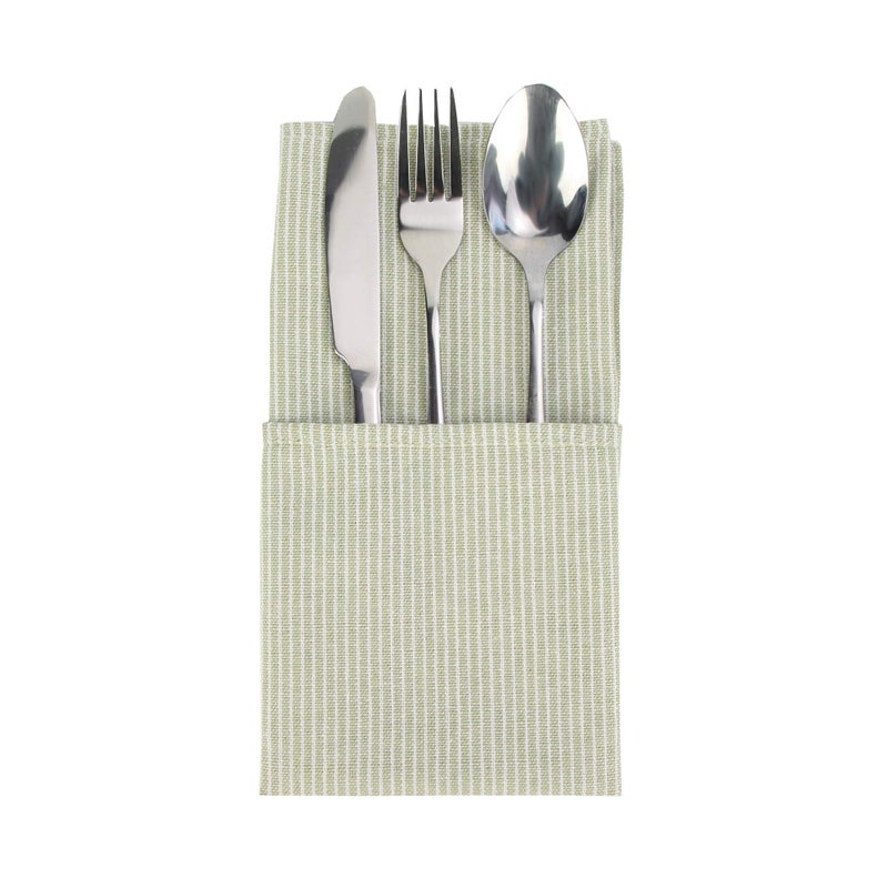 INFEI Narrow Striped Cotton Linen Blended Dinner Cloth Napkins - Set of 12 (40 x 30 cm) - for Events & Home Use (Green) - Image 3