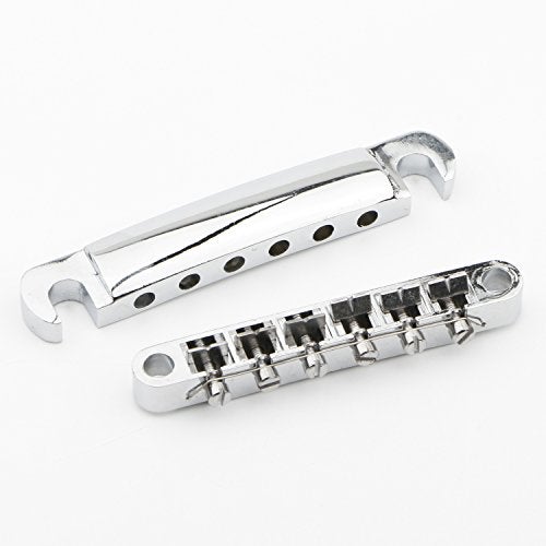 Swhmc Guitar Tune-O-Matic Bridge and Tailpiece with Studs for LP Electric Guitar(Chrome) - Image 2