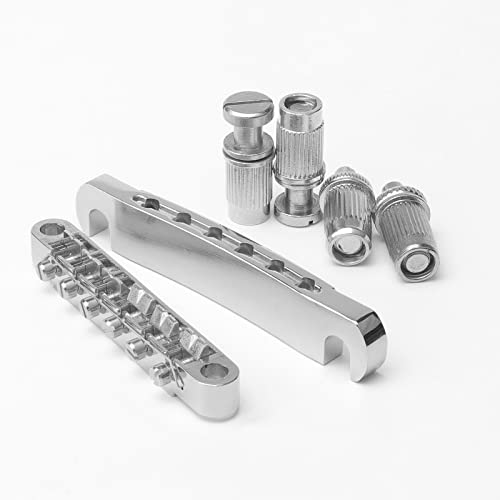 Swhmc Guitar Tune-O-Matic Bridge and Tailpiece with Studs for LP Electric Guitar(Chrome) - Image 1
