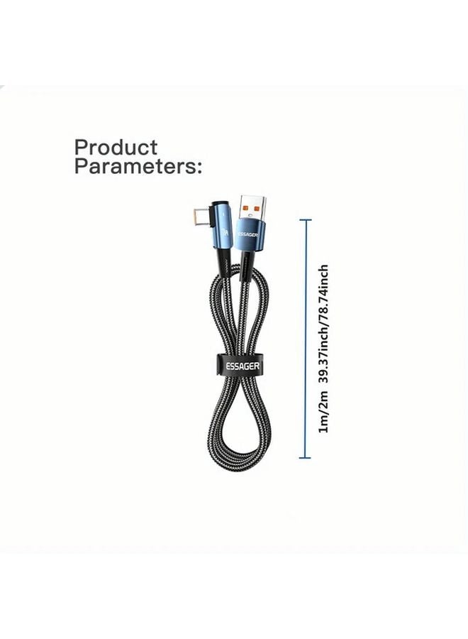 إيساجر كابل شاحن سريع USB-C بقوة 100 واط، طول 39.37 بوصة، أسود، بوصلة زاوية 90 درجة - Image 3