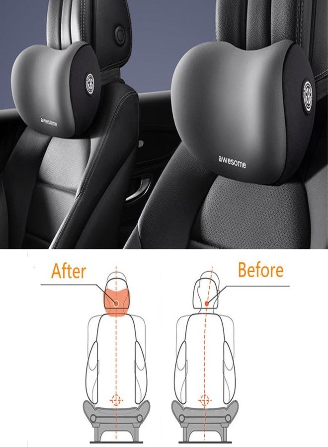 Sothuba Car Lumbar Support Pillow and Car Neck Pillow Kit, Ergonomic Car Seat Headrest & Lumbar Cushion with Adjustable Strap for Neck Back Pain Relief, for Office Chair/Truck/Wheelchair (Gray) - Image 2