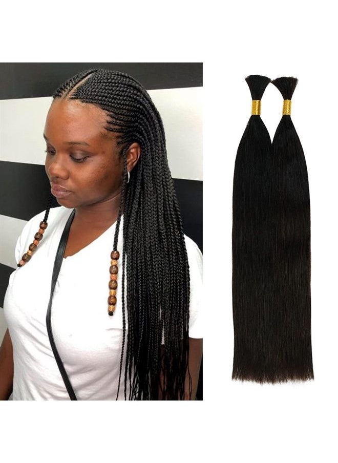 GLAM21USA - Starlet Micro Braiding Hair Human Bulk Hair Straight 20 Inch 100g (1Pack-2Bundles) Virgin Human Braiding Hair for Micro Braids Hair No Weft Human Hair Braids Extension (20 Inch (Pack of 1), Straight(N - Image 1