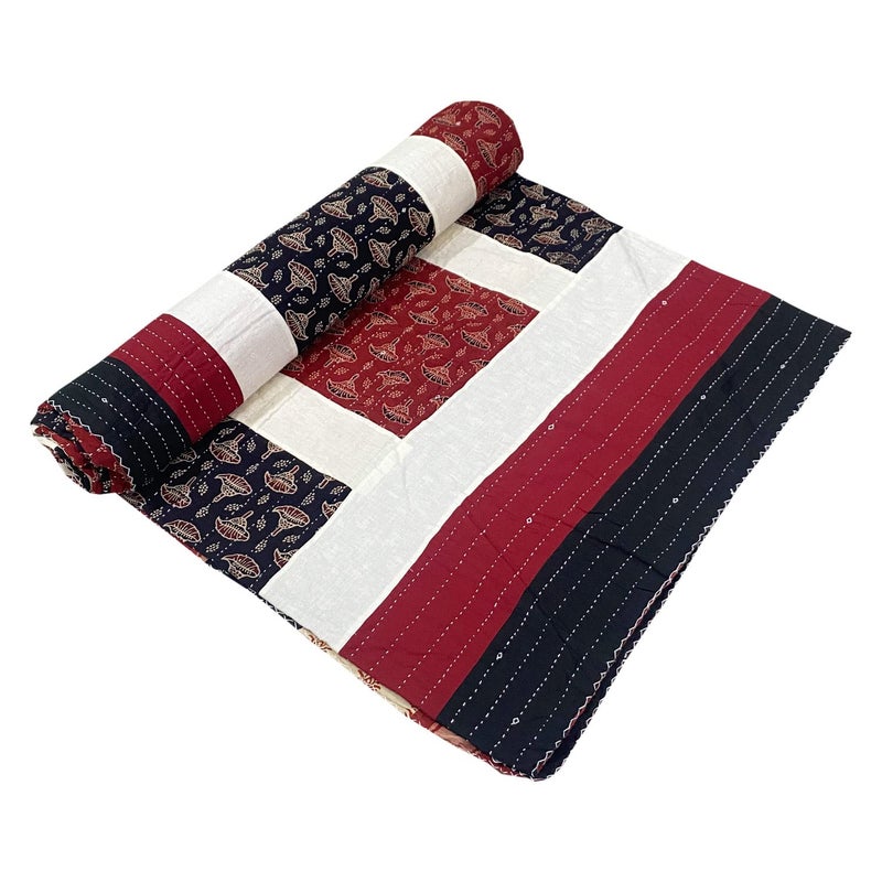 Garvi Gurjari Garvi Gurjari (A Gujarat Govt Enterprise Red and Black Cotton Patchwork Quilt - Image 2