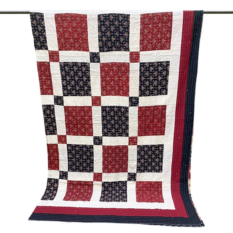 Garvi Gurjari Garvi Gurjari (A Gujarat Govt Enterprise Red and Black Cotton Patchwork Quilt - Image 1