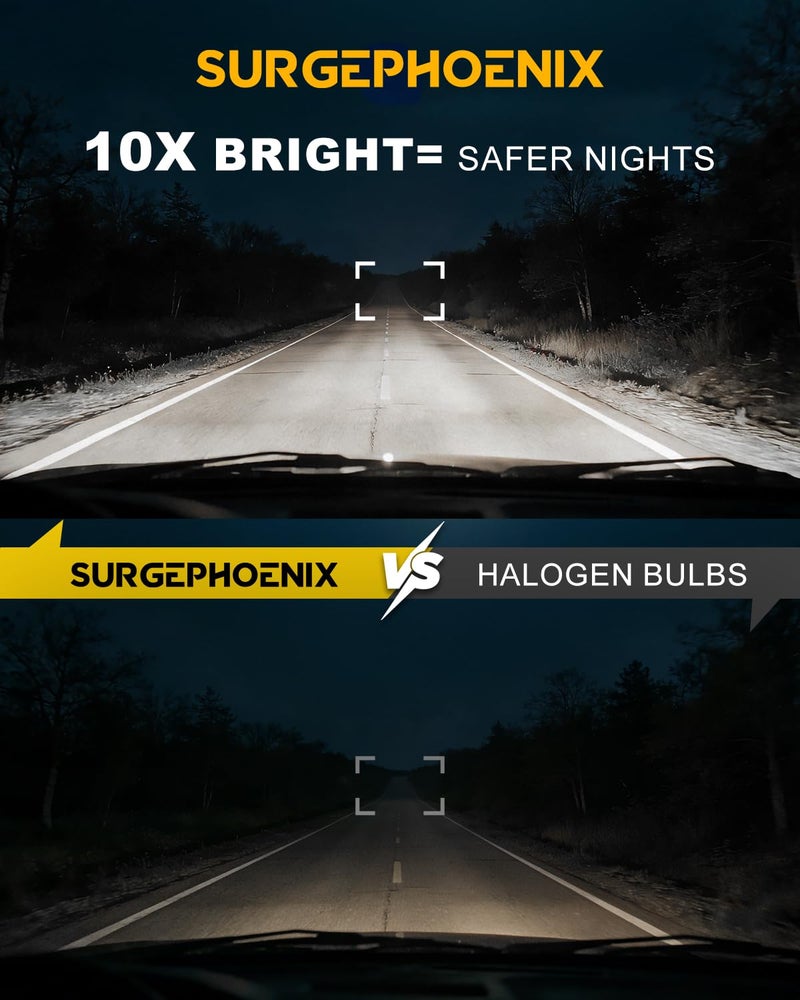Surgephoenix H11/H9/H8/H16 Light Bulb, 50000LM Super Brighter, 1:1 Mini Size,6500K Cool White H11 Off Road Light or Fog Light Bulbs Pack of 2 - Image 2