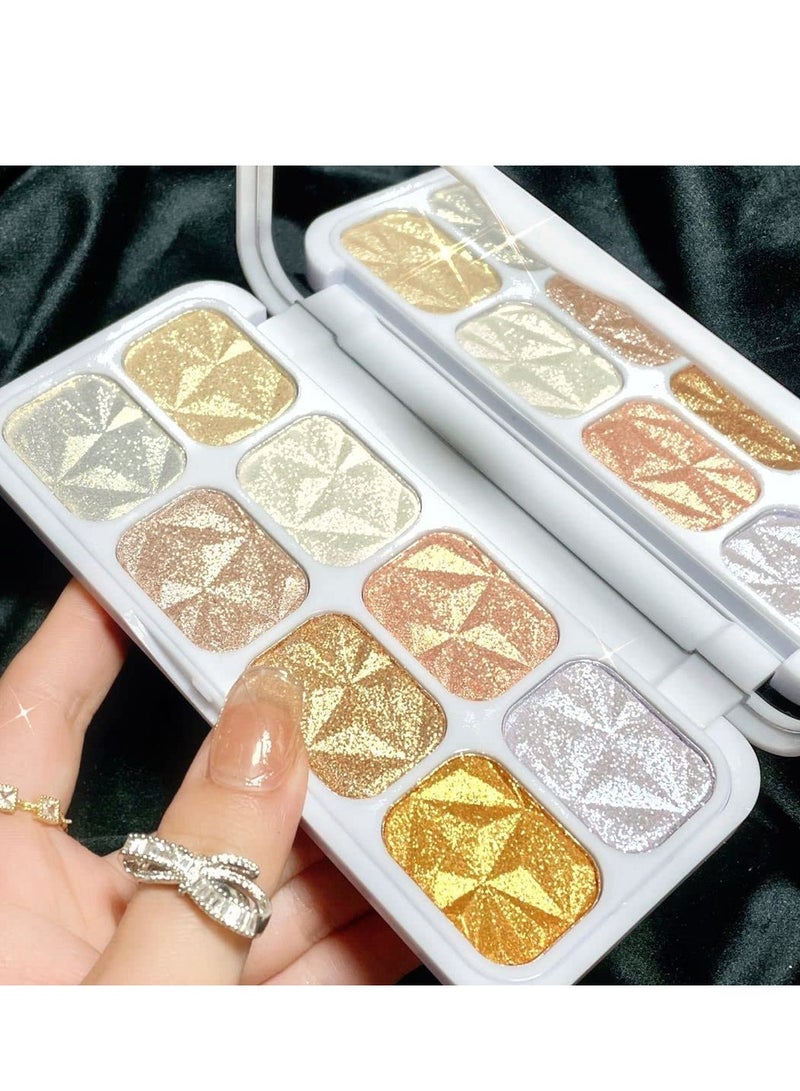 8 Colors Face Body Cheek Diamond Shimmer Highlighter Makeup Palette - Image 1