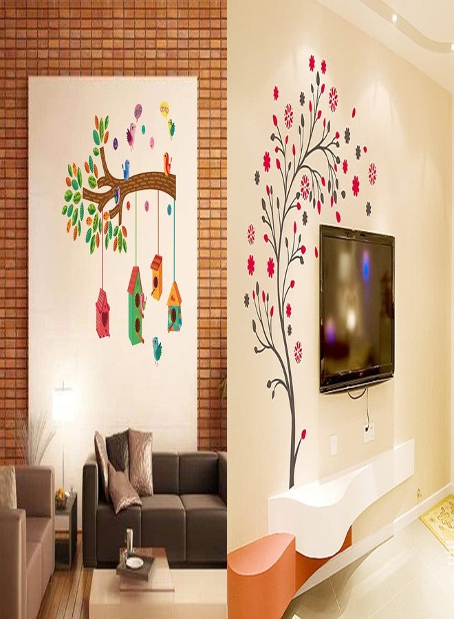 Walltech Set of 2 Wall Sticker Bird House On A Branch and Magical Tree Wall Sticker(Polyvinyl Chloride) - Image 1