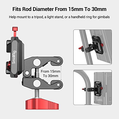 SmallRig Mini V Mount Battery Plate, V-Lock Mount Battery Plate with Crab-Shaped Clamp for Camera Power Supply - 2989 - Image 5