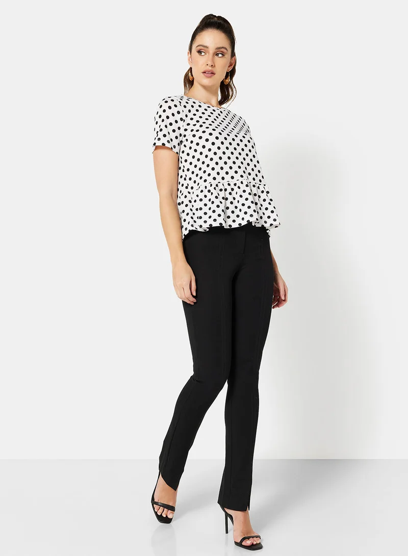 I.Scenery Polka Dot Print Top