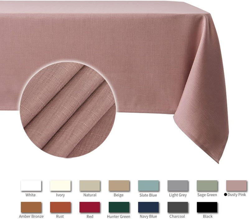 maxmill Square Tablecloth Slubby Texture Stain Resistant Waterproof Wrinkle Resistant Washable Soft Table Cloth, Decorative Fabric Table Cover for Dining Room Dinner Party, 52 x 52 Inch, Dusty Pink - Image 4
