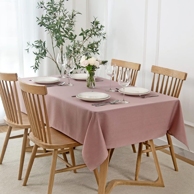 maxmill Square Tablecloth Slubby Texture Stain Resistant Waterproof Wrinkle Resistant Washable Soft Table Cloth, Decorative Fabric Table Cover for Dining Room Dinner Party, 52 x 52 Inch, Dusty Pink - Image 2