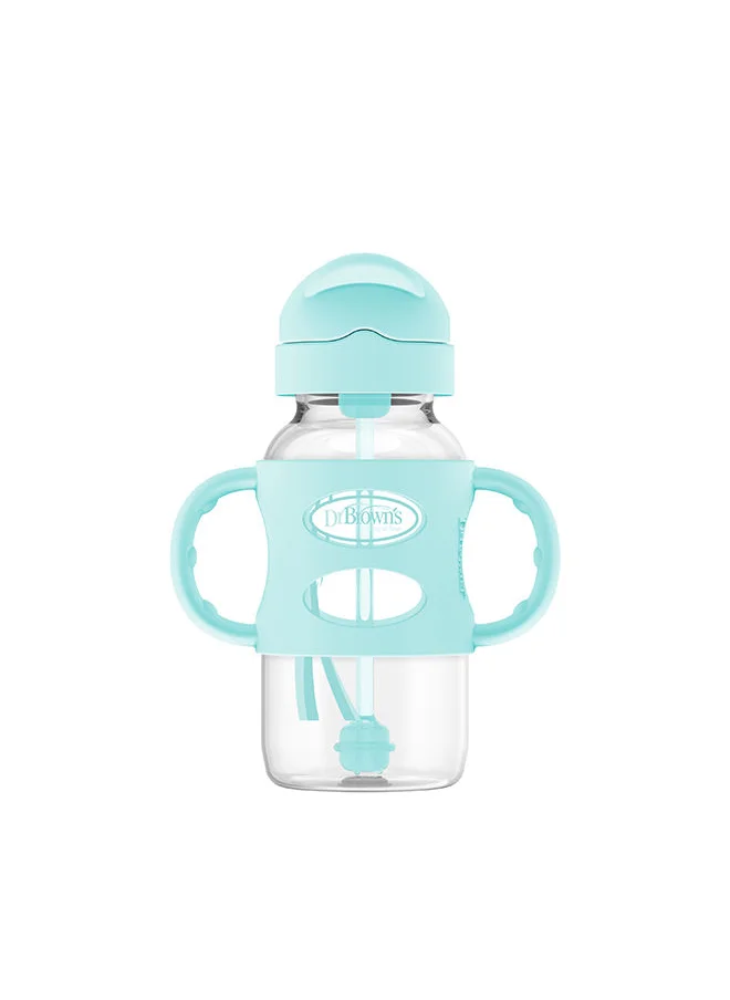 Dr. Brown’s 9 Oz/270 Ml Anti-Colic Pp W-N Sippy Straw Bottle With Silicone Handles, Green, 1-Pack