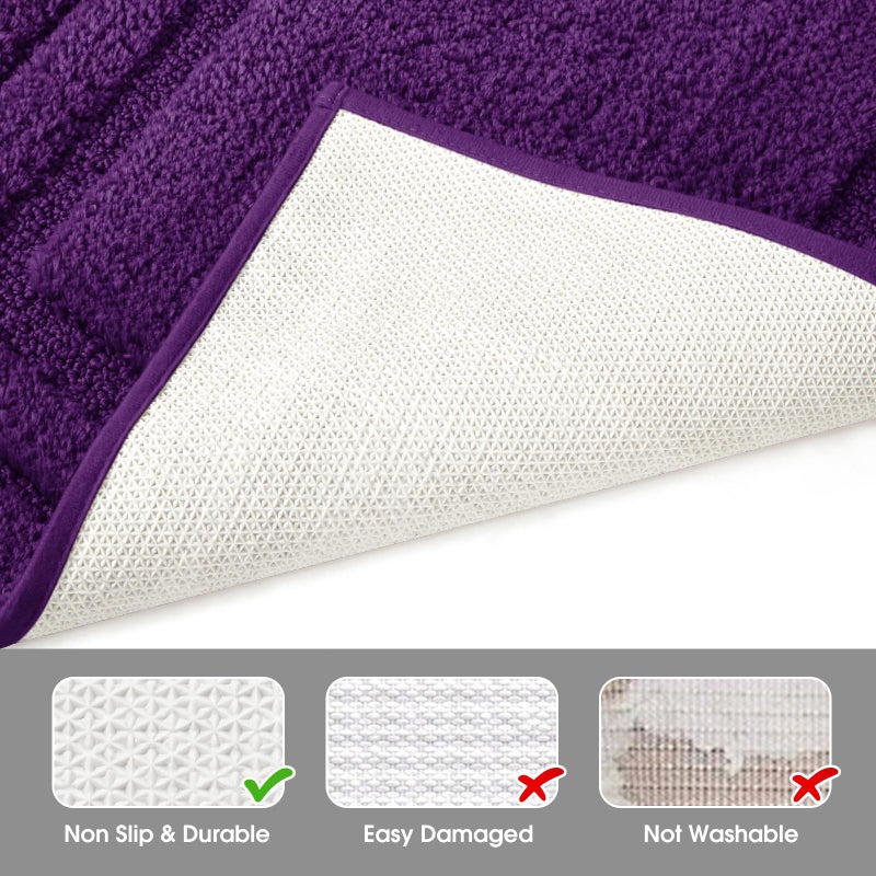 HOMEIDEAS Purple Bathroom Rugs Sets, 2 Piece Super Soft and Absorbent Non Slip Microfiber Machine Washable Bath Mats for Purple Bathroom Decor, 20" x 32" + 16" x 24" - Image 4