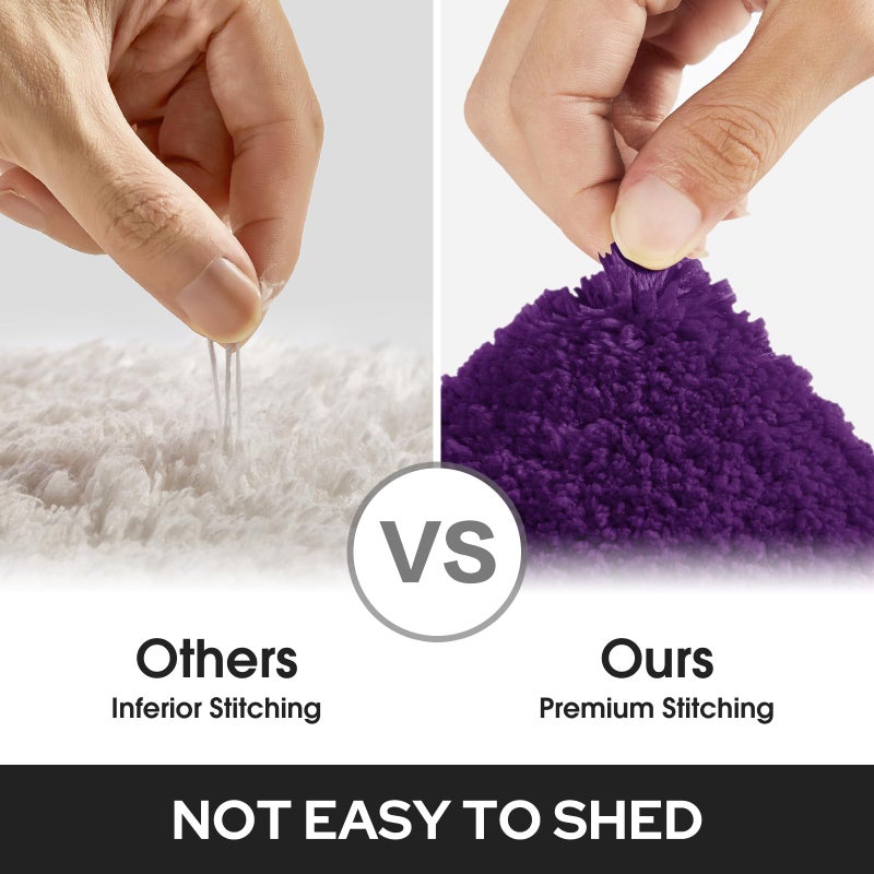 HOMEIDEAS Purple Bathroom Rugs Sets, 2 Piece Super Soft and Absorbent Non Slip Microfiber Machine Washable Bath Mats for Purple Bathroom Decor, 20" x 32" + 16" x 24" - Image 5