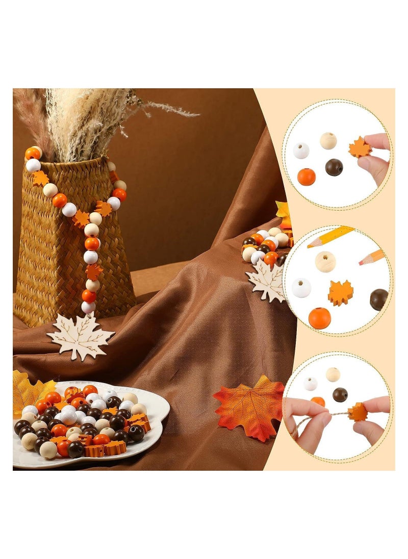 SYOSI Wood Bead Garland with Tassel 30Inch Farmhouse Natural Wall Hanging Vase Handle Tiered Tray Decor Thanksgiving Fall Harvest Party Fireplace Ornament  - Image 4