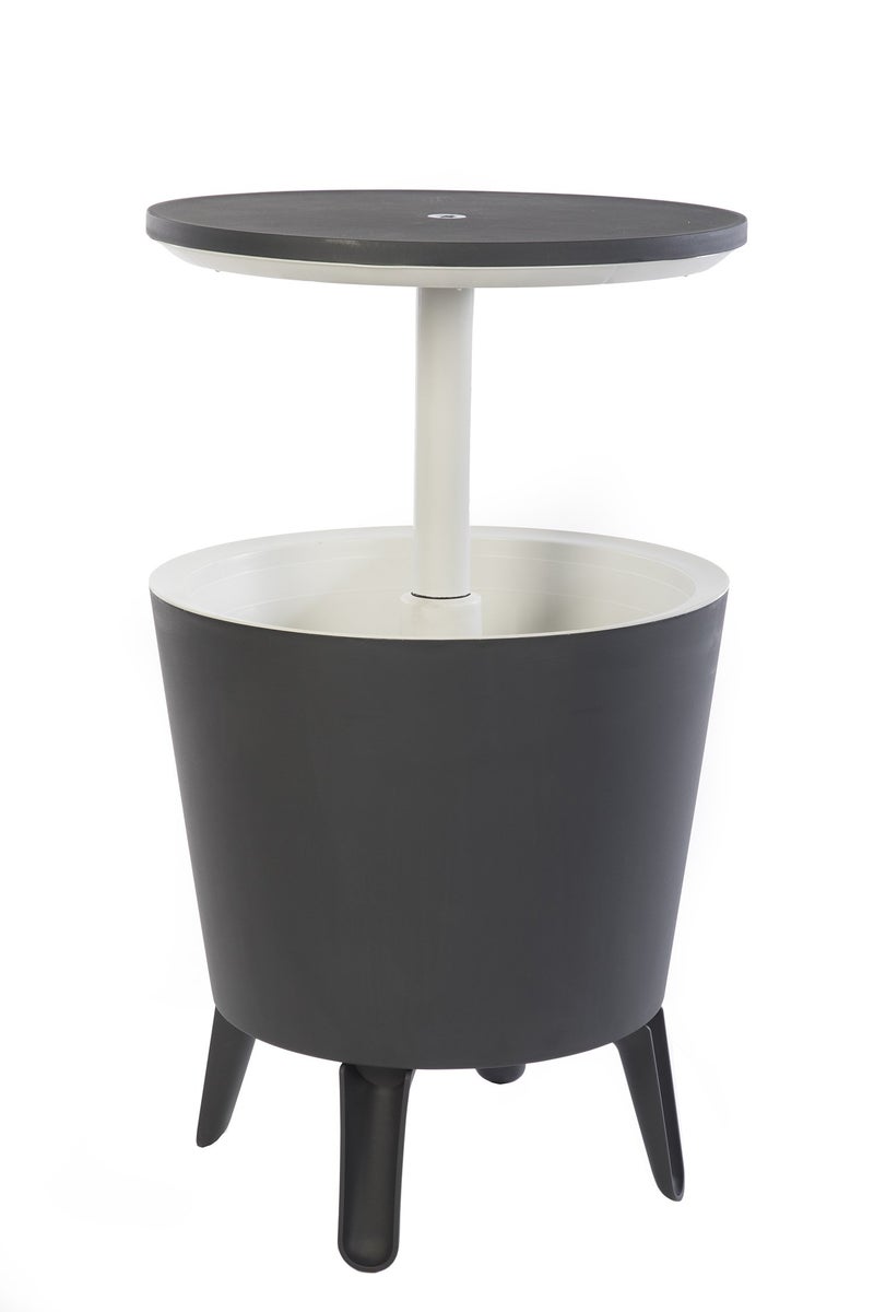 Keter Modern Cool Bar Outdoor Patio Furniture and Hot Tub Side Table with 7.5 Gallon Beer and Wine Cooler, Dark Grey - Image 1