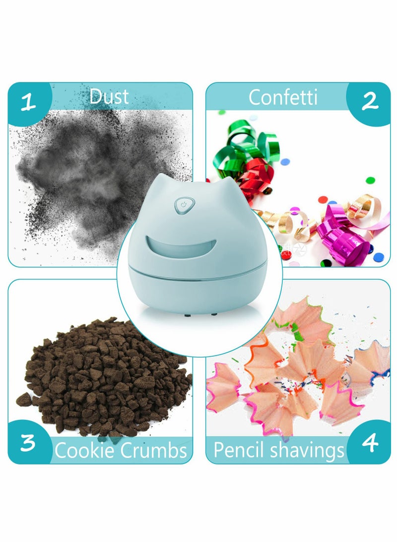 Excefore Desktop Vacuum Cleaner, Upgraded Mini Desk Vacuum with USB Charging and Cleaning Brush, High Efficiency Detachable Table Vacuum Cleaner Design for Cleaning Crumbs, Eraser Residue - Image 2