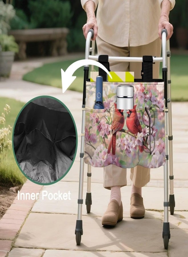 Luarisgur Cardinal Bird Cherry Blossom Rollator Walkers Storage Bag for Walker Carry Accessories Detachable Easy to Use Walker Basket Tote Bag Accessory Basket for Seniors Elderly - Image 5