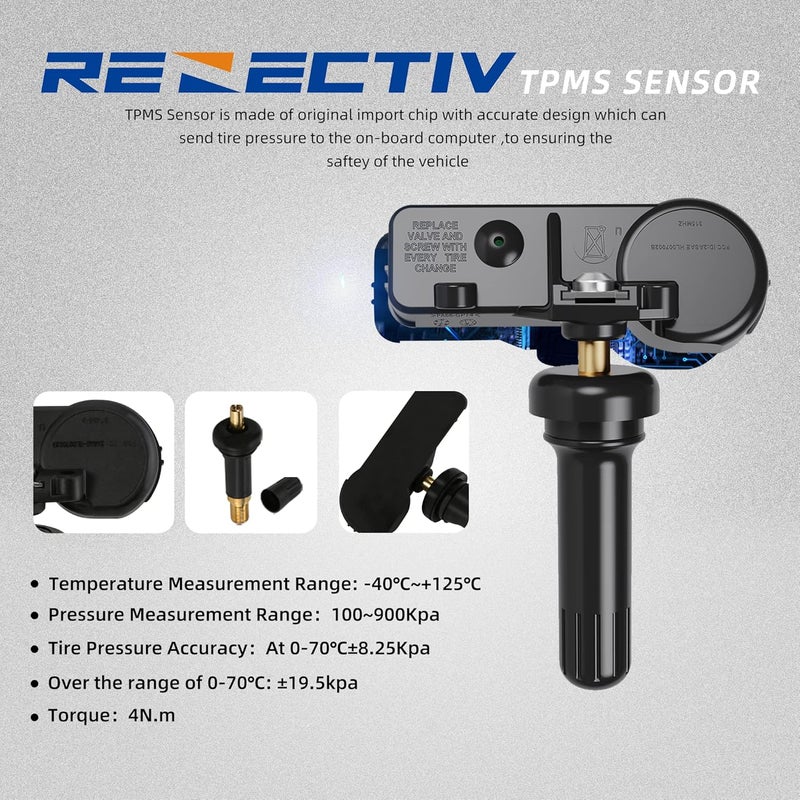 RENECTIV TPMS Sensor 315MHZ Tire Pressure Monitoring System Replacement for GM Chevy Buick GMC Pontiac Hummer Saturn (4PCS) - Image 4